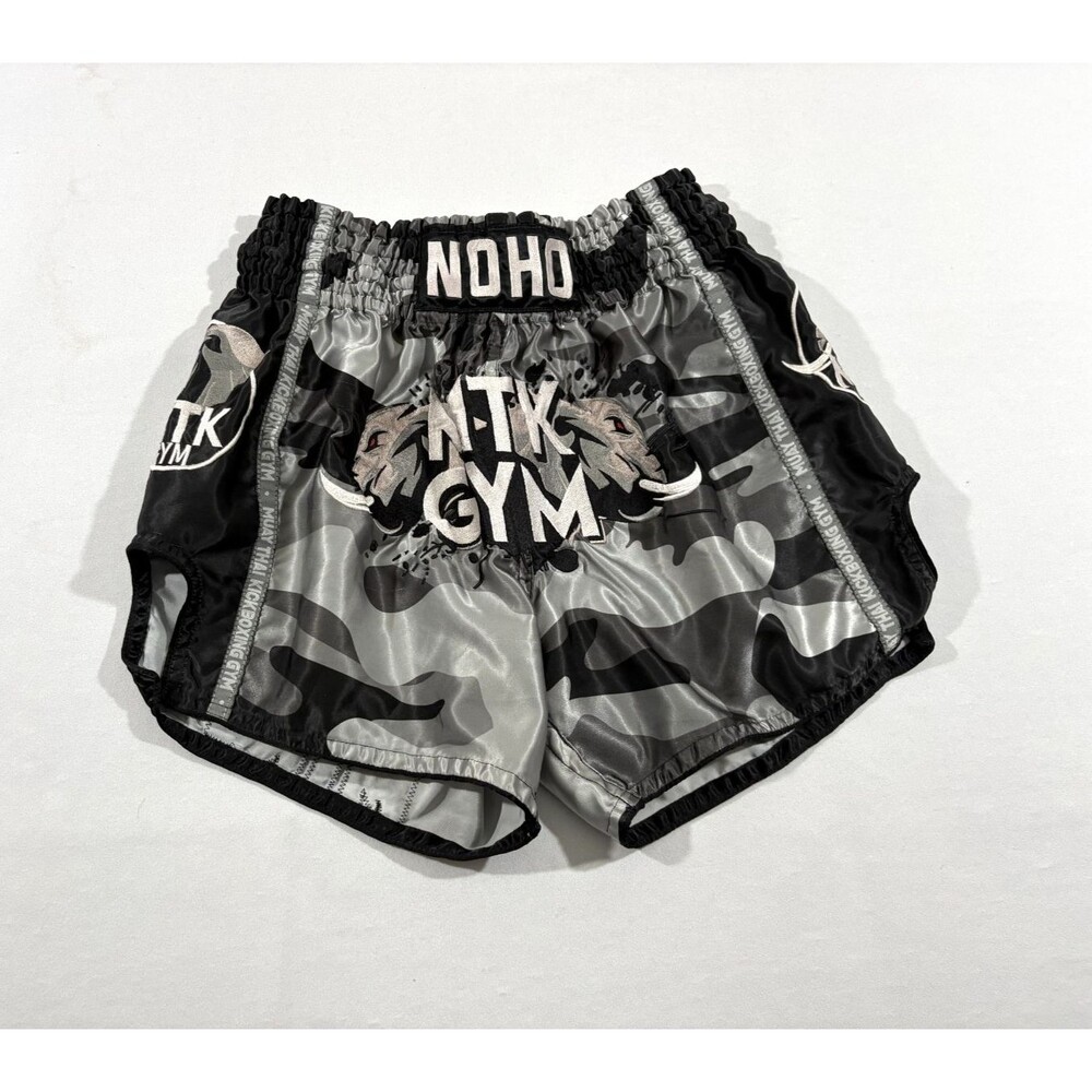 MTK Gym Noho Gray Muay Thai Addict Kick Boxing Fight Shorts MMA UFC Adult Sz L